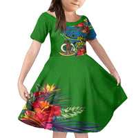 personalised-vanuatu-malampa-day-family-matching-off-shoulder-short-dress-and-hawaiian-shirt-coat-of-arms-mix-tropical-flowers