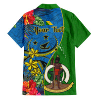 personalised-vanuatu-malampa-day-family-matching-off-shoulder-short-dress-and-hawaiian-shirt-coat-of-arms-mix-tropical-flowers