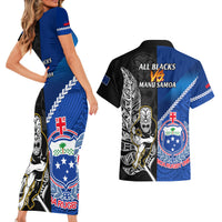 new-zealand-and-samoa-rugby-couples-matching-short-sleeve-bodycon-dress-and-hawaiian-shirt-all-black-tiki-fern-mix-manu-samoa-2023-world-cup