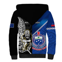 New Zealand And Samoa Rugby Sherpa Hoodie All Black Tiki Fern Mix Manu Samoa 2023 World Cup LT14 - Polynesian Pride