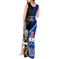 New Zealand And Samoa Rugby Tank Maxi Dress All Black Tiki Fern Mix Manu Samoa 2023 World Cup LT14 - Polynesian Pride