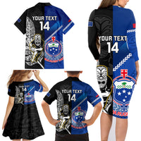 custom-new-zealand-and-samoa-rugby-family-matching-long-sleeve-bodycon-dress-and-hawaiian-shirt-all-black-tiki-fern-mix-manu-samoa-2023-world-cup