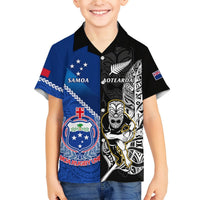 Custom New Zealand And Samoa Rugby Hawaiian Shirt All Black Tiki Fern Mix Manu Samoa 2023 World Cup LT14 - Polynesian Pride