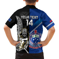 Custom New Zealand And Samoa Rugby Hawaiian Shirt All Black Tiki Fern Mix Manu Samoa 2023 World Cup LT14 - Polynesian Pride