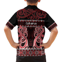 Kia Ora New Zealand Family Matching Off Shoulder Short Dress and Hawaiian Shirt Maori Language Week Whero Taniko Motif - Polynesian Pride