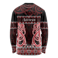 Kia Ora New Zealand Long Sleeve Shirt Maori Language Week Whero Taniko Motif - Polynesian Pride