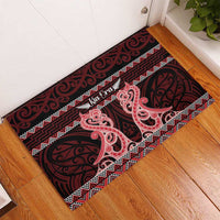 Kia Ora New Zealand Rubber Doormat Maori Language Week Whero Taniko Motif - Polynesian Pride