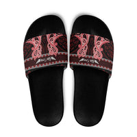 Kia Ora New Zealand Slide Sandals Maori Language Week Whero Taniko Motif - Polynesian Pride