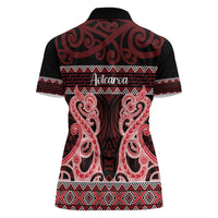 Kia Ora New Zealand Women Polo Shirt Maori Language Week Whero Taniko Motif - Polynesian Pride