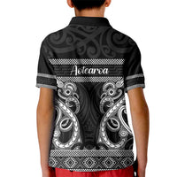 Kia Ora New Zealand Kid Polo Shirt Maori Language Week Pango Taniko Motif - Polynesian Pride