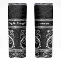 Kia Ora New Zealand Skinny Tumbler Maori Language Week Pango Taniko Motif - Polynesian Pride