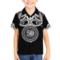 Kia Kaha Te Reo Maori New Zealand Family Matching Off The Shoulder Long Sleeve Dress and Hawaiian Shirt 50th Anniversary Ake Ake Ake - Polynesian Pride