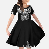 Kia Kaha Te Reo Maori New Zealand Kid Short Sleeve Dress 50th Anniversary Ake Ake Ake - Polynesian Pride