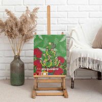 Kakapo New Zealand Christmas Canvas Wall Art Meri Kirihimete Pohutukawa - Green Color LT14 - Polynesian Pride