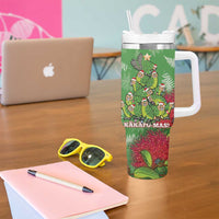 Kakapo New Zealand Christmas Tumbler With Handle Meri Kirihimete Pohutukawa - Green Color