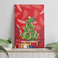 Kakapo New Zealand Christmas Canvas Wall Art Meri Kirihimete Pohutukawa - Red Color LT14 - Polynesian Pride