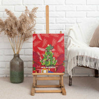Kakapo New Zealand Christmas Canvas Wall Art Meri Kirihimete Pohutukawa - Red Color LT14 - Polynesian Pride