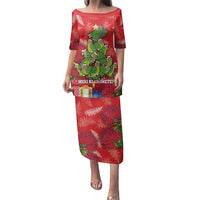 Kakapo New Zealand Christmas Family Matching Puletasi and Hawaiian Shirt Meri Kirihimete Pohutukawa - Red Color LT14 Mom's Dress Red - Polynesian Pride