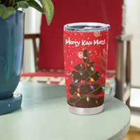 Kiwi New Zealand Christmas Tumbler Cup Meri Kirihimete Silver Fern - Red Color