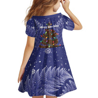 Kiwi New Zealand Christmas Family Matching Puletasi and Hawaiian Shirt Meri Kirihimete Silver Fern - Blue Color LT14 - Polynesian Pride