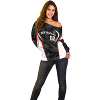 Custom New Zealand Silver Fern Softball Off Shoulder Sweater Go Aotearoa LT14 - Polynesian Pride
