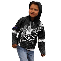 Custom Aotearoa Ice Hockey Kid Hoodie NZ Tiki Mascot - Maori Pattern