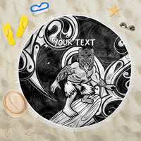 Personalised New Zealand Surfing Beach Blanket Aotearoa Maori Tiki Haka