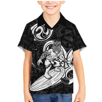 Personalised New Zealand Surfing Family Matching Mermaid Dress and Hawaiian Shirt Aotearoa Maori Tiki Haka