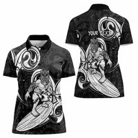 Personalised New Zealand Surfing Women Polo Shirt Aotearoa Maori Tiki Haka LT14 - Polynesian Pride