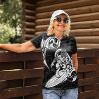Personalised New Zealand Surfing Women Polo Shirt Aotearoa Maori Tiki Haka LT14 - Polynesian Pride
