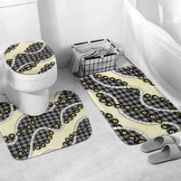 Black Palaka Hawaii Bathroom Set Kukui Nut Pikake Lei Hawaiian Tapa Pattern - Polynesian Pride