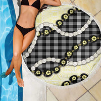 Black Palaka Hawaii Beach Blanket Kukui Nut Pikake Lei Hawaiian Tapa Pattern - Polynesian Pride