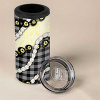 Black Palaka Hawaii 4 in 1 Can Cooler Tumbler Kukui Nut Pikake Lei Hawaiian Tapa Pattern - Polynesian Pride