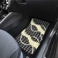 Black Palaka Hawaii Car Mats Kukui Nut Pikake Lei Hawaiian Tapa Pattern - Polynesian Pride