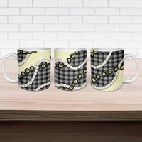 Black Palaka Hawaii Ceramic Mug Kukui Nut Pikake Lei Hawaiian Tapa Pattern - Polynesian Pride