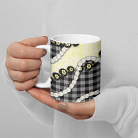 Black Palaka Hawaii Ceramic Mug Kukui Nut Pikake Lei Hawaiian Tapa Pattern - Polynesian Pride