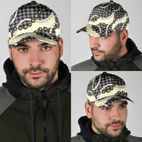 Black Palaka Hawaii Classic Cap Kukui Nut Pikake Lei Hawaiian Tapa Pattern - Polynesian Pride