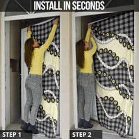 Black Palaka Hawaii Door Cover Kukui Nut Pikake Lei Hawaiian Tapa Pattern - Polynesian Pride