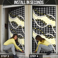 Black Palaka Hawaii Door Cover Kukui Nut Pikake Lei Hawaiian Tapa Pattern - Polynesian Pride