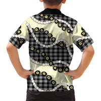 Black Palaka Hawaii Family Matching Long Sleeve Bodycon Dress and Hawaiian Shirt Kukui Nut Pikake Lei Hawaiian Tapa Pattern LT14 - Polynesian Pride
