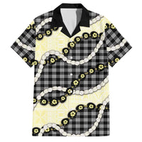 Black Palaka Hawaii Family Matching Off The Shoulder Long Sleeve Dress and Hawaiian Shirt Kukui Nut Pikake Lei Hawaiian Tapa Pattern LT14 Dad's Shirt - Short Sleeve Black - Polynesian Pride