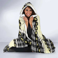 Black Palaka Hawaii Hooded Blanket Kukui Nut Pikake Lei Hawaiian Tapa Pattern - Polynesian Pride