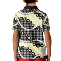 Black Palaka Hawaii Kid Polo Shirt Kukui Nut Pikake Lei Hawaiian Tapa Pattern - Polynesian Pride