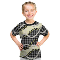 Black Palaka Hawaii Kid T Shirt Kukui Nut Pikake Lei Hawaiian Tapa Pattern - Polynesian Pride