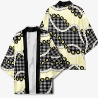 Black Palaka Hawaii Kimono Kukui Nut Pikake Lei Hawaiian Tapa Pattern - Polynesian Pride