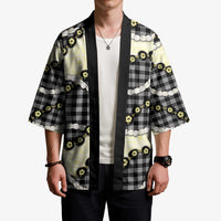 Black Palaka Hawaii Kimono Kukui Nut Pikake Lei Hawaiian Tapa Pattern - Polynesian Pride