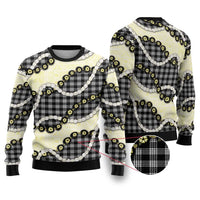 Black Palaka Hawaii Ugly Christmas Sweater Kukui Nut Pikake Lei Hawaiian Tapa Pattern - Polynesian Pride