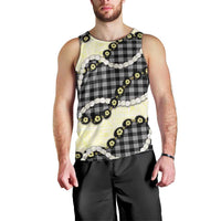 Black Palaka Hawaii Men Tank Top Kukui Nut Pikake Lei Hawaiian Tapa Pattern - Polynesian Pride