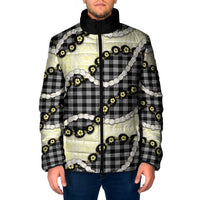 Black Palaka Hawaii Padded Jacket Kukui Nut Pikake Lei Hawaiian Tapa Pattern - Polynesian Pride