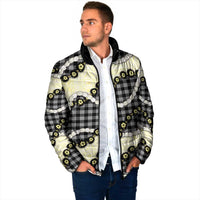 Black Palaka Hawaii Padded Jacket Kukui Nut Pikake Lei Hawaiian Tapa Pattern - Polynesian Pride